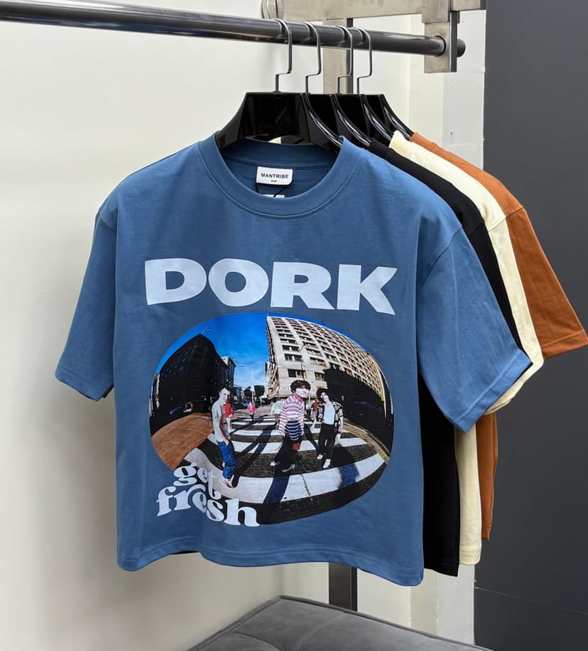 "DORK" Fisheye Graphic Boxy Cropped Tee
