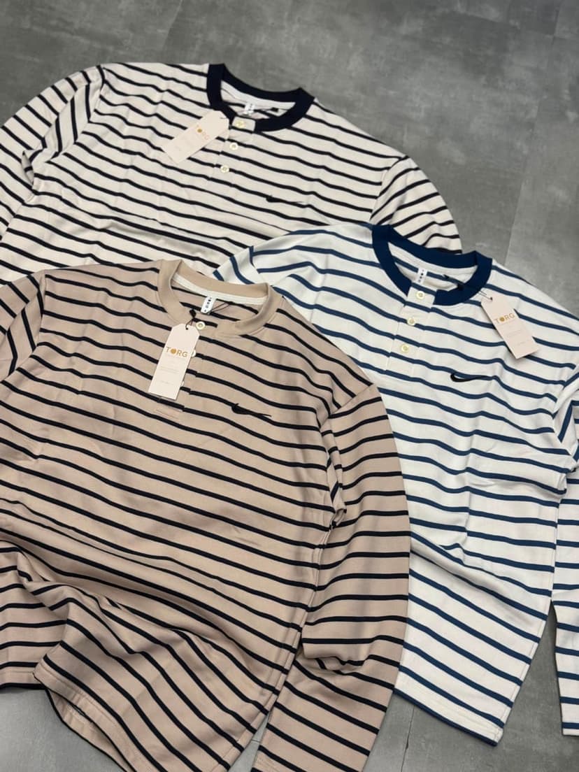 Striped Long-Sleeve Henley Tee