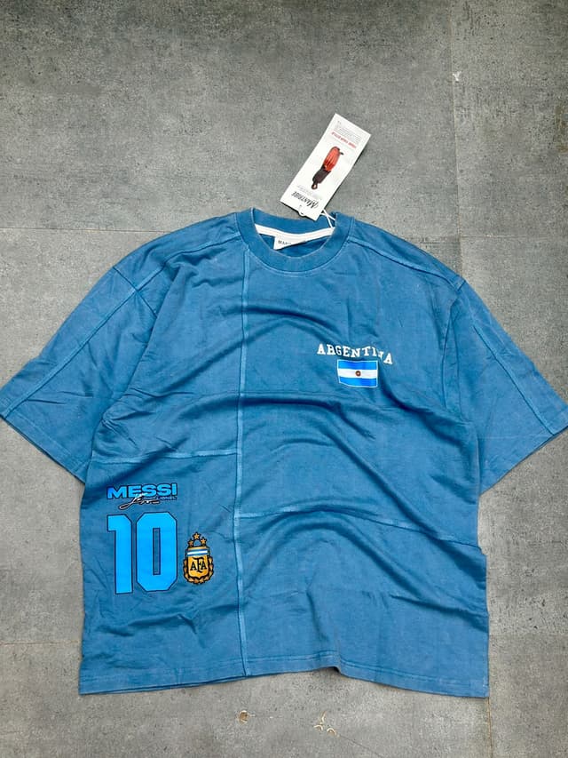 Argentina Messi 10 Raw-Seam Patchwork Tee